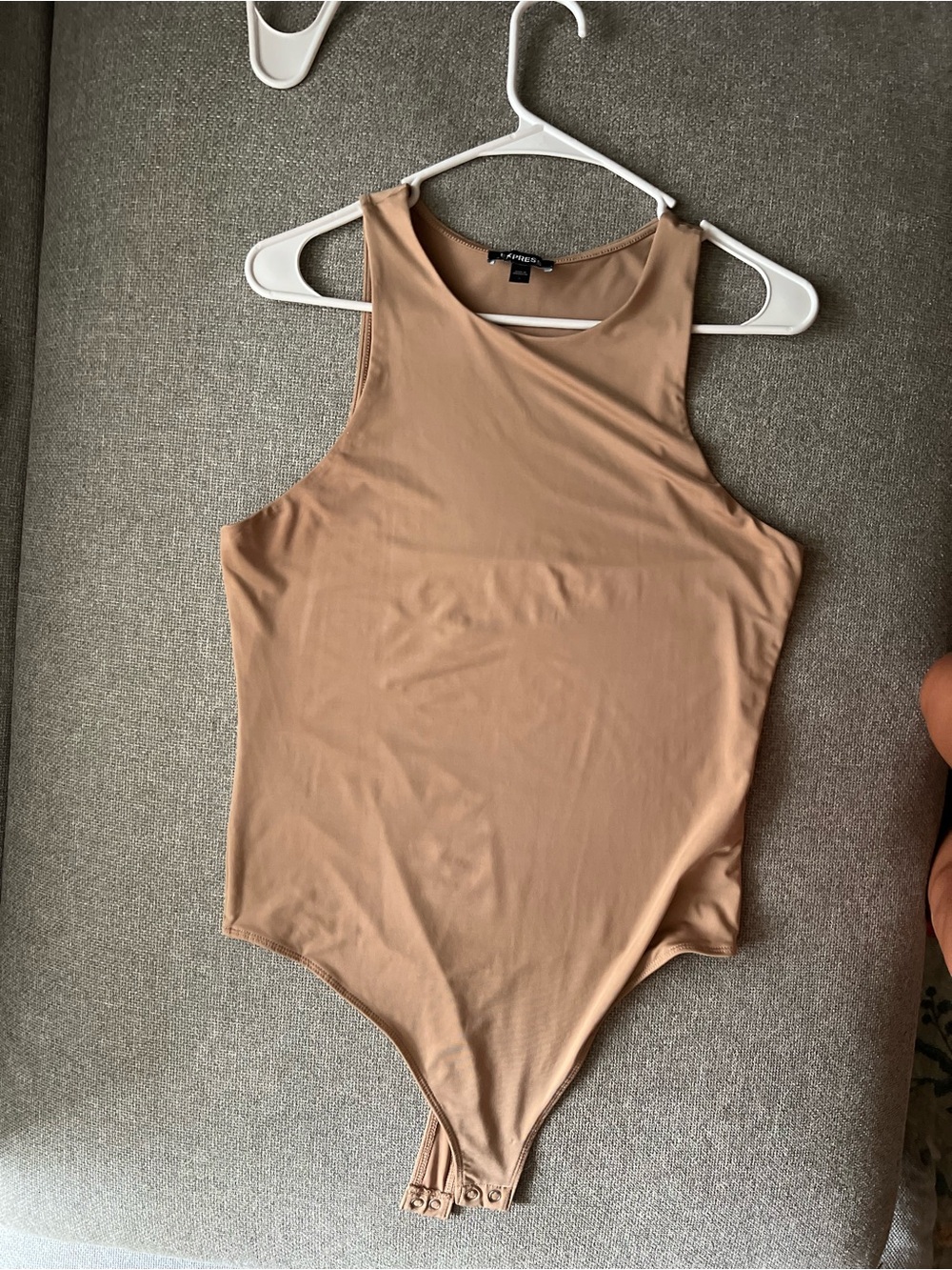 Express Sleeveless Bodysuit in Tan